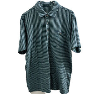 H. Goose Green and Navy Striped Polo Shirt Relaxed Fit size Medium American made